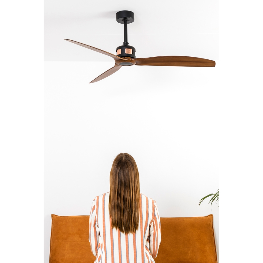 FARO 33451WT - Stropní ventilátor COPPER FAN M pr. 128 cm hnědá/černá Wi-Fi Tuya + dálkové ovládání