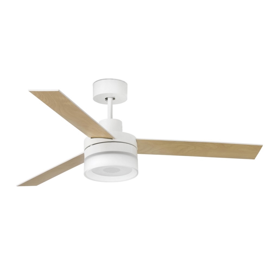 FARO 33460 - LED Stropní ventilátor s reproduktorem ICE LED/15W/230V bílá/hnědá + dálkové ovládání