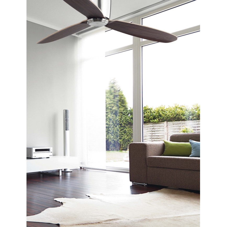 FARO 33472N - Stropní ventilátor NIAS matný chrom/hnědá pr. 132 cm + dálkové ovládání