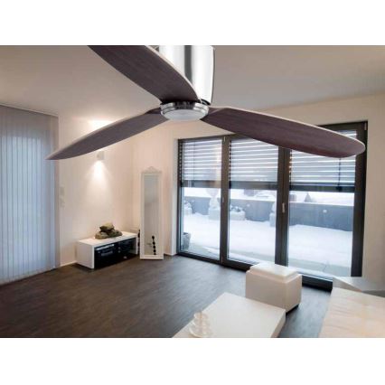 FARO 33472N - Stropní ventilátor NIAS matný chrom/hnědá pr. 132 cm + dálkové ovládání