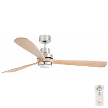 FARO 33505DC - LED Stropní ventilátor LANTAU XL LED/15W/230V dřevo/matný chrom pr. 168 cm + dálkové ovládání