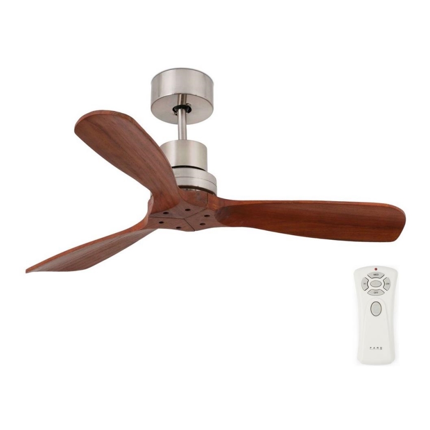FARO 33508DC - Stropní ventilátor MINI LANTAU matný chrom/hnědá pr. 108 cm + dálkové ovládání