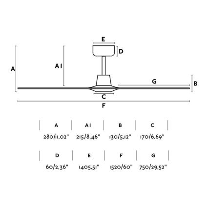 FARO 33511 - Stropní ventilátor MOREA pr. 152 cm + dálkové ovládání