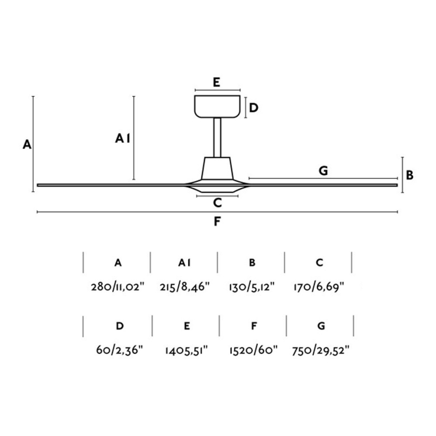 FARO 33511 - Stropní ventilátor MOREA pr. 152 cm + dálkové ovládání