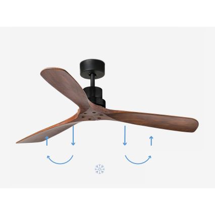 FARO 33516DCWP - Stropní ventilátor LANTAU L černá/hnědá pr. 132 cm SMART + dálkové ovládání