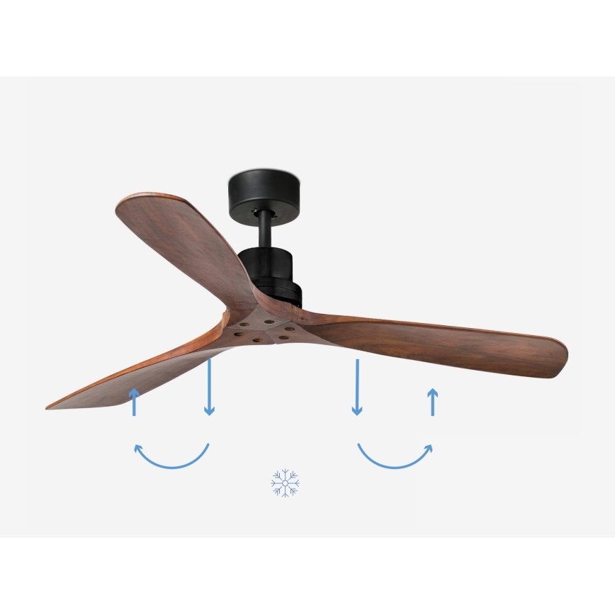 FARO 33516DCWP - Stropní ventilátor LANTAU L černá/hnědá pr. 132 cm SMART + dálkové ovládání