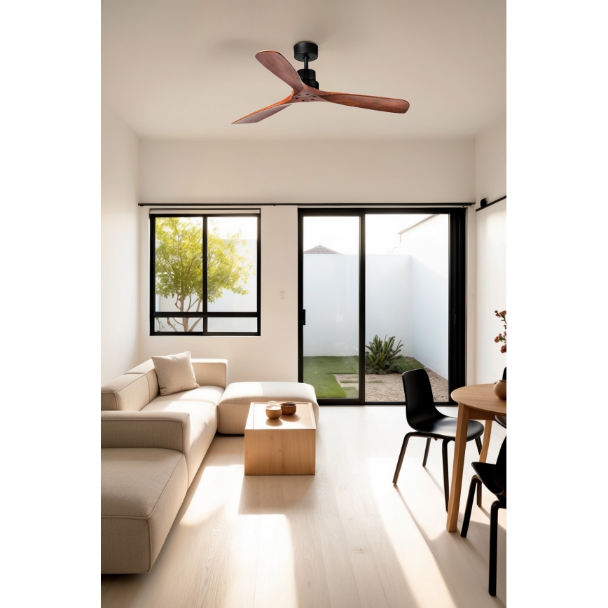 FARO 33516DCWP - Stropní ventilátor LANTAU L černá/hnědá pr. 132 cm SMART + dálkové ovládání