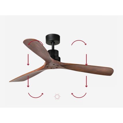 FARO 33516DCWP - Stropní ventilátor LANTAU L černá/hnědá pr. 132 cm SMART + dálkové ovládání