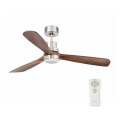 FARO 33518DC - LED Stropní ventilátor LANTAU LED/15W/230V matný chrom/dřevo + dálkové ovládání