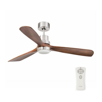 FARO 33518DC - LED Stropní ventilátor LANTAU LED/15W/230V matný chrom/dřevo + dálkové ovládání