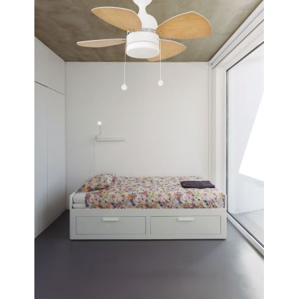 FARO 33704 - Stropní ventilátor MEDITERRÁNEO 1xE14/8W/230V bílá/hnědá