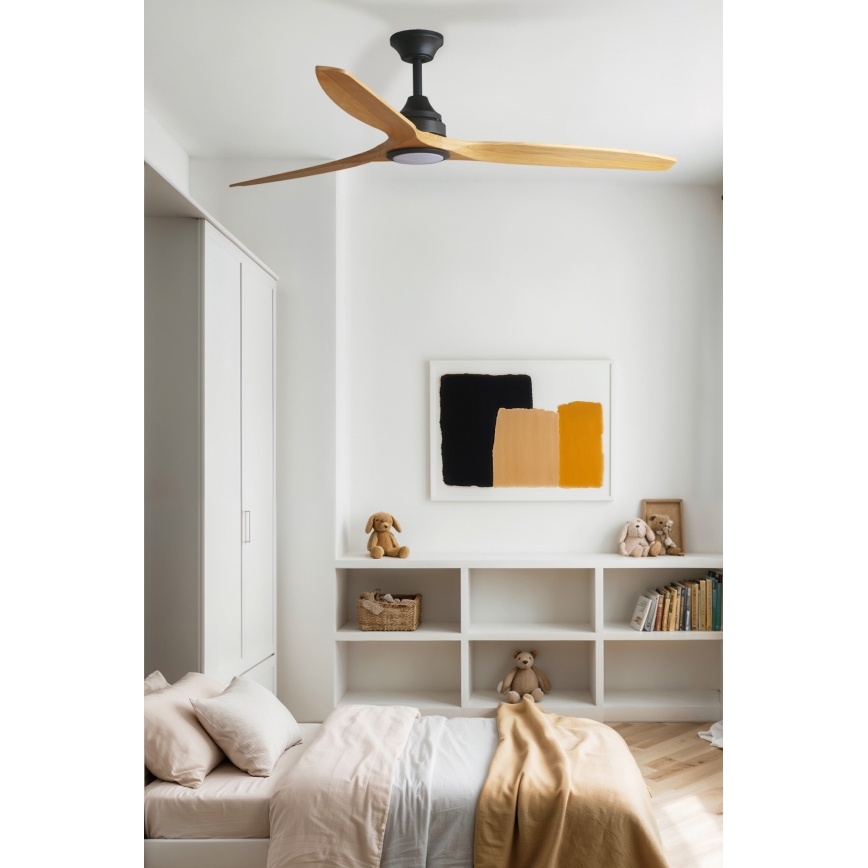 FARO 33719DCT - LED Stmívatelný stropní ventilátor ALO LED/20W/230V 2700/4000/6500K hnědá/černá pr. 152 cm Wi-Fi Tuya + dálkové ovládání