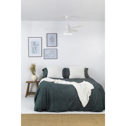 FARO 33760WT-22 - LED Stmívatelný stropní ventilátor AMELIA L CONE LED/20W/230V 2700/3500/5000K bílá pr. 132 cm Wi-Fi Tuya + dálkové ovládání