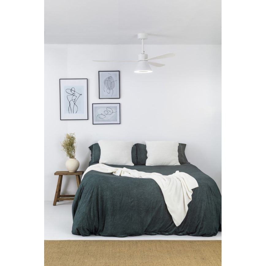 FARO 33760WT-22 - LED Stmívatelný stropní ventilátor AMELIA L CONE LED/20W/230V 2700/3500/5000K bílá pr. 132 cm Wi-Fi Tuya + dálkové ovládání