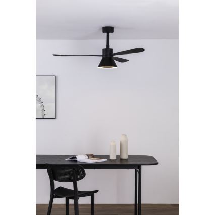FARO 33761WT-23 - LED Stmívatelný stropní ventilátor AMELIA L CONE LED/20W/230V 2700/3500/5000K černá pr. 132 cm Wi-Fi Tuya + dálkové ovládání