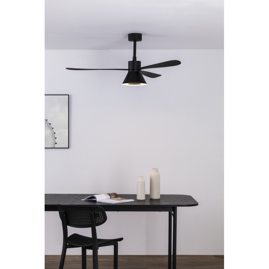 FARO 33761WT-23 - LED Stmívatelný stropní ventilátor AMELIA L CONE LED/20W/230V 2700/3500/5000K černá pr. 132 cm Wi-Fi Tuya + dálkové ovládání