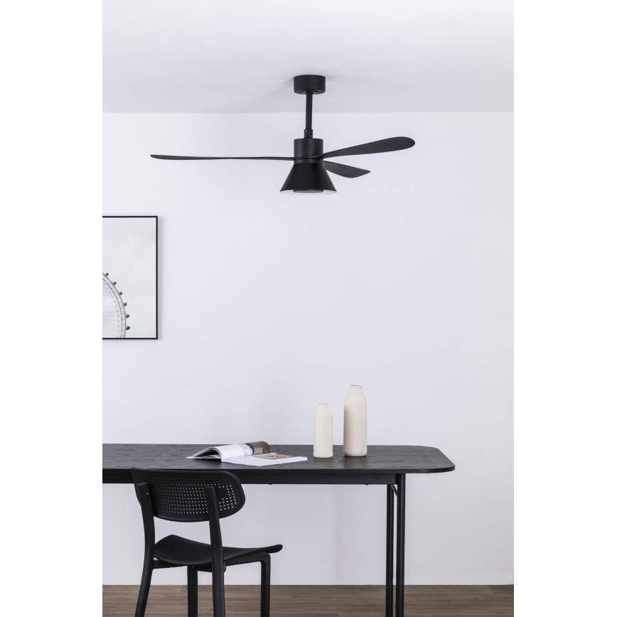 FARO 33761WT-23 - LED Stmívatelný stropní ventilátor AMELIA L CONE LED/20W/230V 2700/3500/5000K černá pr. 132 cm Wi-Fi Tuya + dálkové ovládání