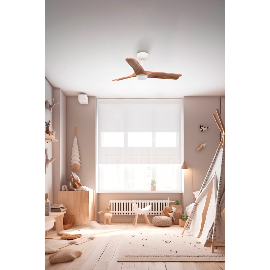 FARO 33805-1TW - LED Stmívatelný stropní ventilátor HEYWOOD S LED/10W/230V 2700/3000/4000K dřevo/bílá pr. 90 cm + dálkové ovládání