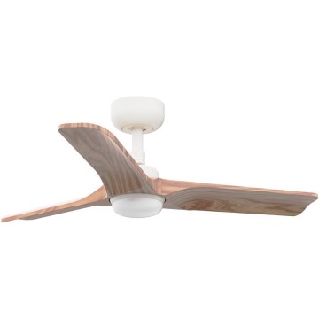 FARO 33805WT-1TW - LED Stmívatelný stropní ventilátor HEYWOOD S LED/10W/230V 2700/4000/6000K dřevo/bílá pr. 90 cm Wi-Fi Tuya + dálkové ovládání