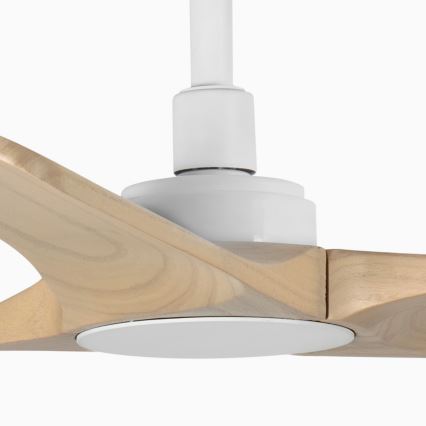 FARO 33805WT - Stropní ventilátor HEYWOOD S dřevo/bílá pr. 90 cm Wi-Fi Tuya + dálkové ovládání