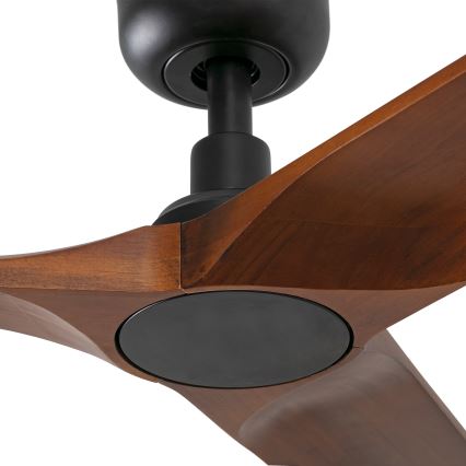 FARO 33806WT - Stropní ventilátor HEYWOOD S dřevo/černá pr. 90 cm Wi-Fi Tuya + dálkové ovládání