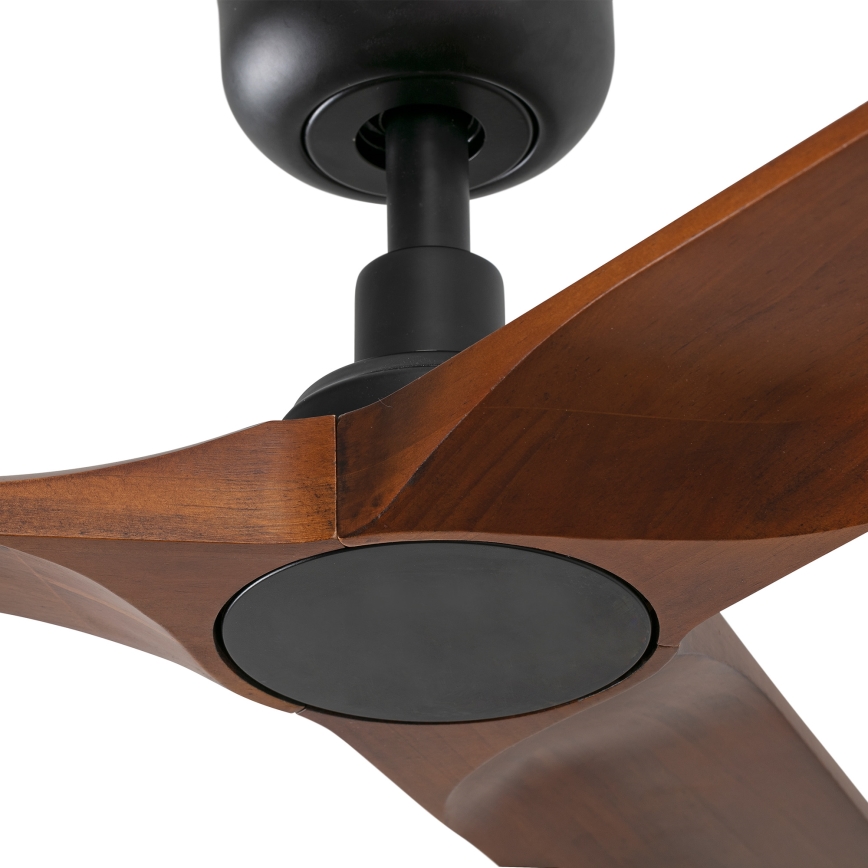 FARO 33806WT - Stropní ventilátor HEYWOOD S dřevo/černá pr. 90 cm Wi-Fi Tuya + dálkové ovládání