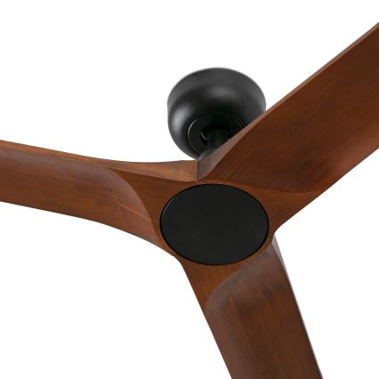 FARO 33806WT - Stropní ventilátor HEYWOOD S dřevo/černá pr. 90 cm Wi-Fi Tuya + dálkové ovládání