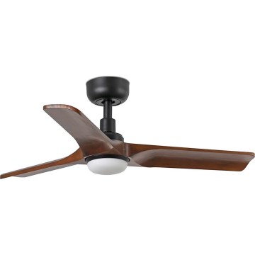 FARO 33806WT1S - LED Stmívatelný stropní ventilátor HEYWOOD S LED/10W/230V 2700/3000/4000K pr. 90 cm dřevo/černá Wi-Fi Tuya + dálkové ovládání