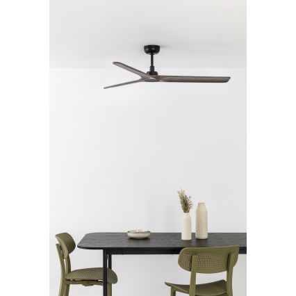 FARO 33809WT - Stropní ventilátor HEYWOOD L dřevo/černá pr. 132 cm Wi-Fi Tuya + dálkové ovládání