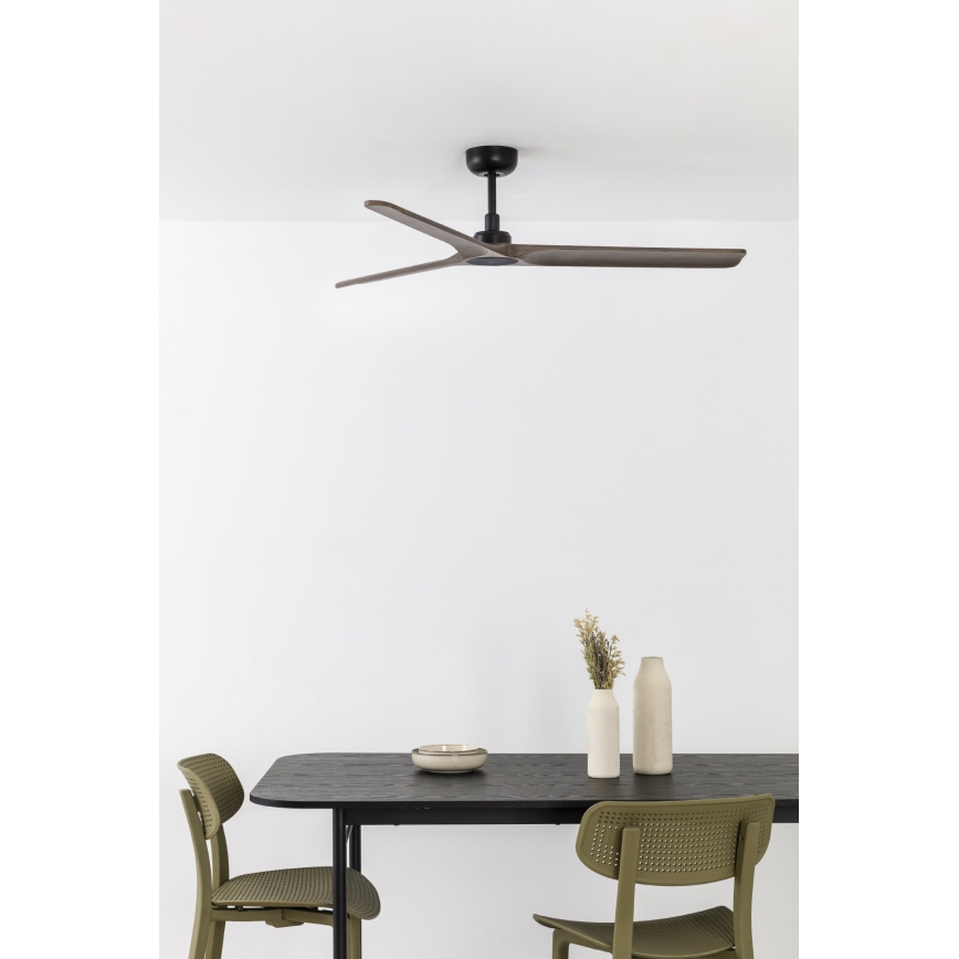 FARO 33809WT - Stropní ventilátor HEYWOOD L dřevo/černá pr. 132 cm Wi-Fi Tuya + dálkové ovládání