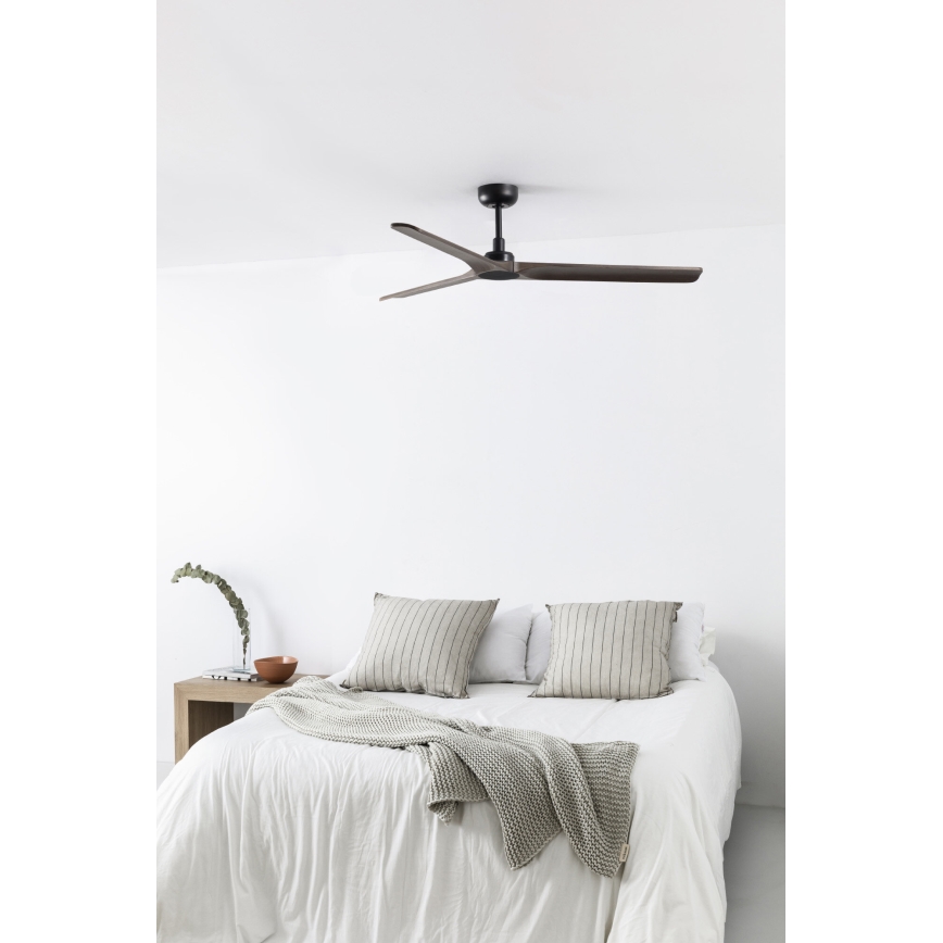 FARO 33809WT - Stropní ventilátor HEYWOOD L dřevo/černá pr. 132 cm Wi-Fi Tuya + dálkové ovládání