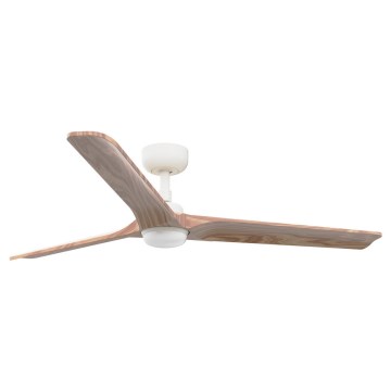 FARO 33810-1TW - LED Stmívatelný stropní ventilátor HEYWOOD L LED/10W/230V 2700/4000/6000K dřevo/bílá pr. 132 cm + dálkové ovládání