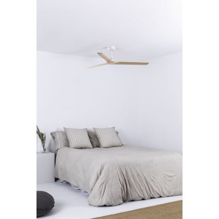 FARO 33810WT - Stropní ventilátor HEYWOOD L dřevo/bílá pr. 132 cm Wi-Fi Tuya + dálkové ovládání