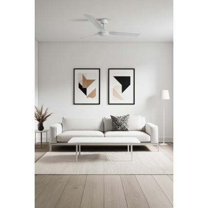 FARO 33814WT - Stropní ventilátor PUNT M bílá pr. 132 cm Wi-Fi Tuya + dálkové ovládání