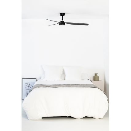 FARO 33815WT-21 - LED Stmívatelný stropní ventilátor PUNT M LED/18W/230V 3000/4200/6500K černá pr. 132 cm Wi-Fi Tuya + dálkové ovládání