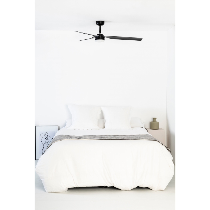 FARO 33815WT-21 - LED Stmívatelný stropní ventilátor PUNT M LED/18W/230V 3000/4200/6500K černá pr. 132 cm Wi-Fi Tuya + dálkové ovládání
