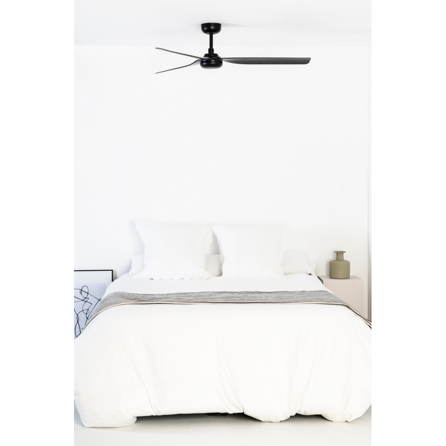 FARO 33815WT - Stropní ventilátor PUNT M černá pr. 132 cm Wi-Fi Tuya + dálkové ovládání