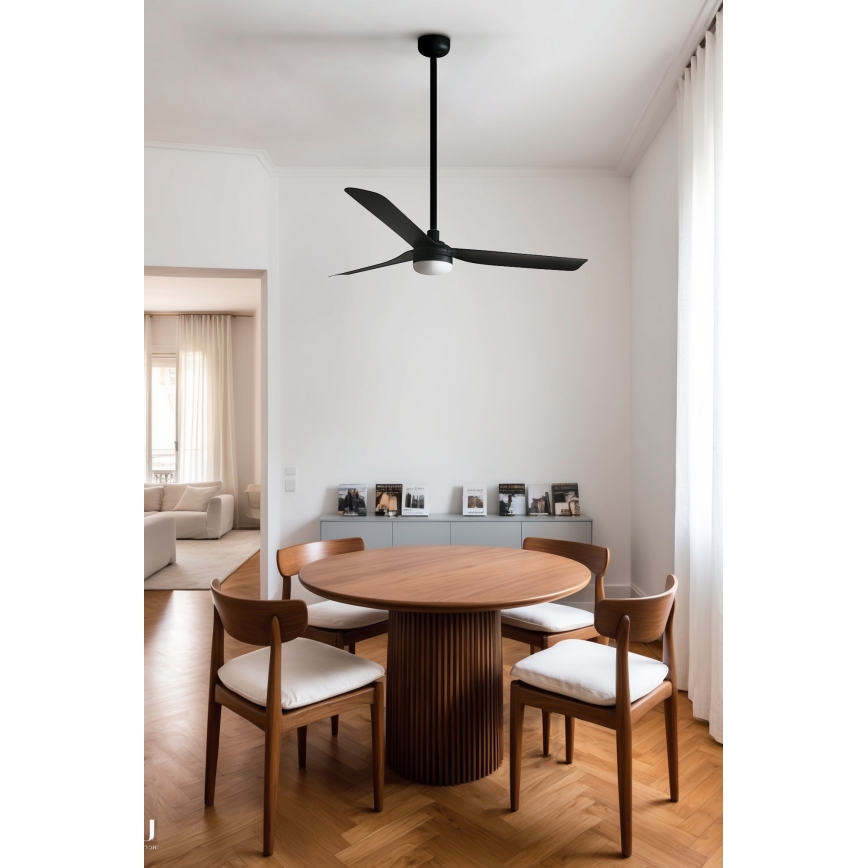 FARO 33815WT1S - LED Stmívatelný stropní ventilátor PUNT M LED/18W/230V 2700/3000/4000K pr. 132 cm černá Wi-Fi Tuya + dálkové ovládání