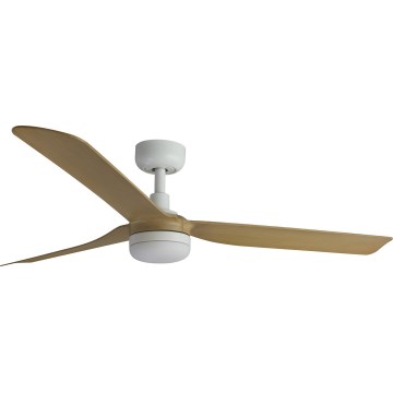 FARO 33816WT-20 - LED Stmívatelný stropní ventilátor PUNT M LED/18W/230V hnědá/bílá pr. 132 cm Wi-Fi Tuya + dálkové ovládání