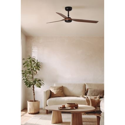 FARO 33817WT - Stropní ventilátor PUNT M hnědá/černá pr. 132 cm Wi-Fi Tuya + dálkové ovládání