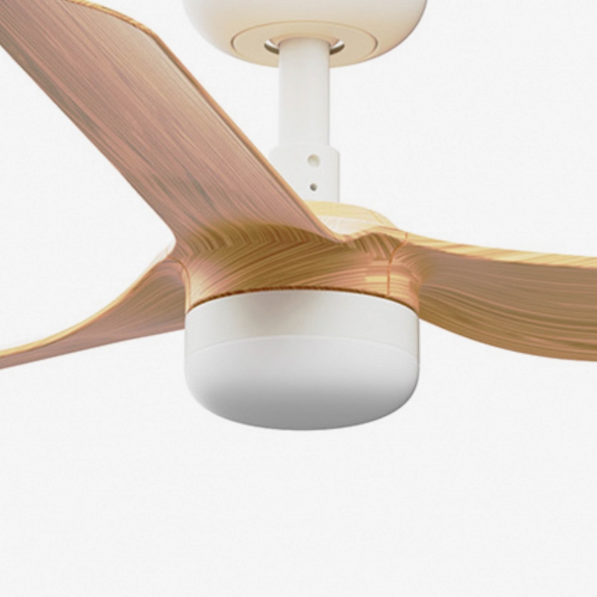 FARO 33821WT-1TW - LED Stmívatelný stropní ventilátor MINI PUNT S LED/10W/230V 2700/4000/6000K hnědá/bílá pr. 90 cm Wi-Fi Tuya + dálkové ovládání