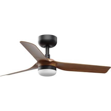 FARO 33823WT-1TW - LED Stmívatelný stropní ventilátor MINI PUNT S LED/10W/230V 2700/4000/6000K hnědá/černá pr. 90 cm Wi-Fi Tuya + dálkové ovládání