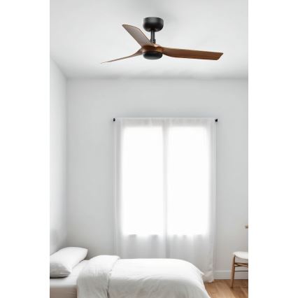 FARO 33823WT - Stropní ventilátor MINI PUNT S hnědá/černá pr. 90 cm Wi-Fi Tuya + dálkové ovládání