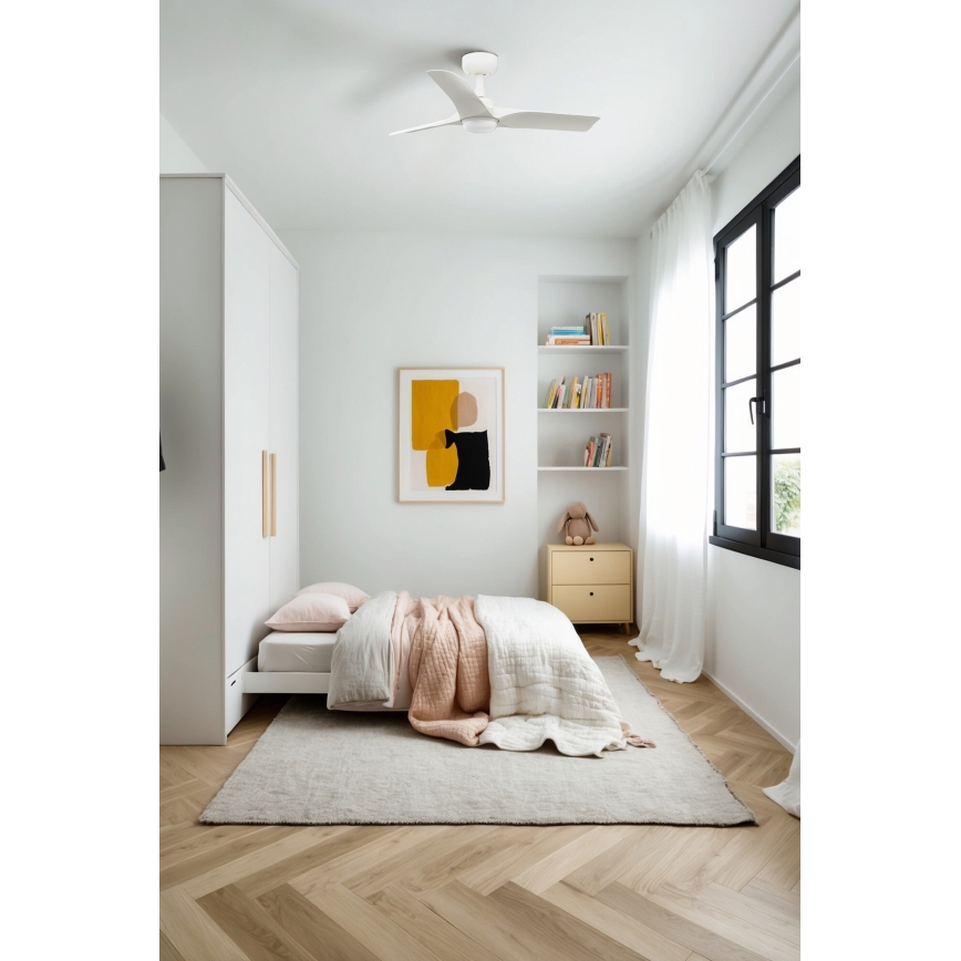 FARO 33824-1TW - LED Stmívatelný stropní ventilátor HEY S LED/10W/230V 2700/3000/4000K bílá pr. 90 cm + dálkové ovládání
