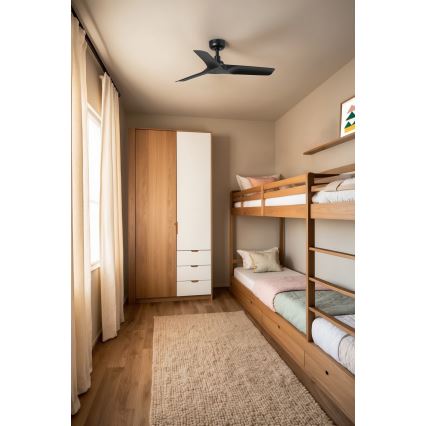FARO 33825WT - Stropní ventilátor HEY S černá pr. 90 cm Wi-Fi Tuya + dálkové ovládání