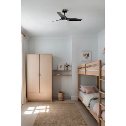 FARO 33825WT1S - LED Stmívatelný stropní ventilátor HEY S LED/10W/230V 2700/3000/4000K pr. 90 cm černá Wi-Fi Tuya + dálkové ovládání