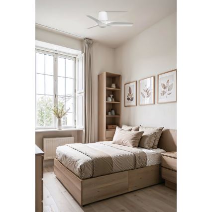 FARO 33826WT-1TW - LED Stmívatelný stropní ventilátor HEY TUB S LED/10W/230V 2700/4000/6000K bílá pr. 90 cm Wi-Fi Tuya + dálkové ovládání