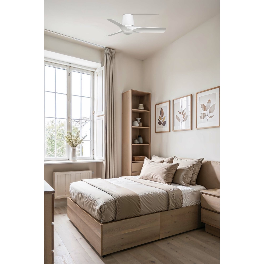 FARO 33826WT-1TW - LED Stmívatelný stropní ventilátor HEY TUB S LED/10W/230V 2700/4000/6000K bílá pr. 90 cm Wi-Fi Tuya + dálkové ovládání