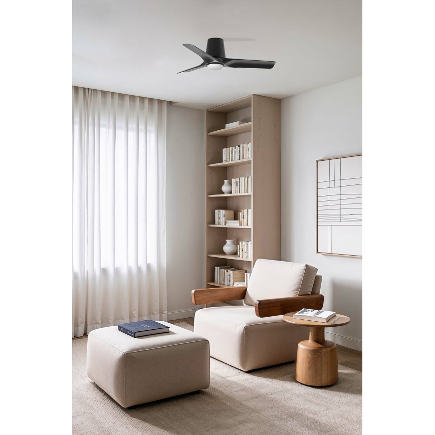 FARO 33827-1TW - LED Stmívatelný stropní ventilátor HEY TUB S LED/10W/230V 2700/4000/6000K černá pr. 90 cm + dálkové ovládání