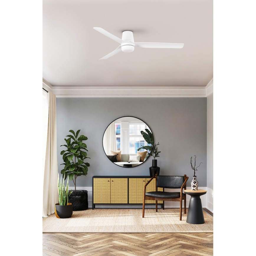 FARO 33828WT-1TW - LED Stmívatelný stropní ventilátor PUNT TUB M LED/18W/230V 3000/4200/6500K bílá pr. 132 cm Wi-Fi Tuya + dálkové ovládání